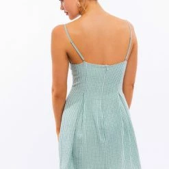 Le Lis The Jasmine Green Gingham Mini Dress Dresses