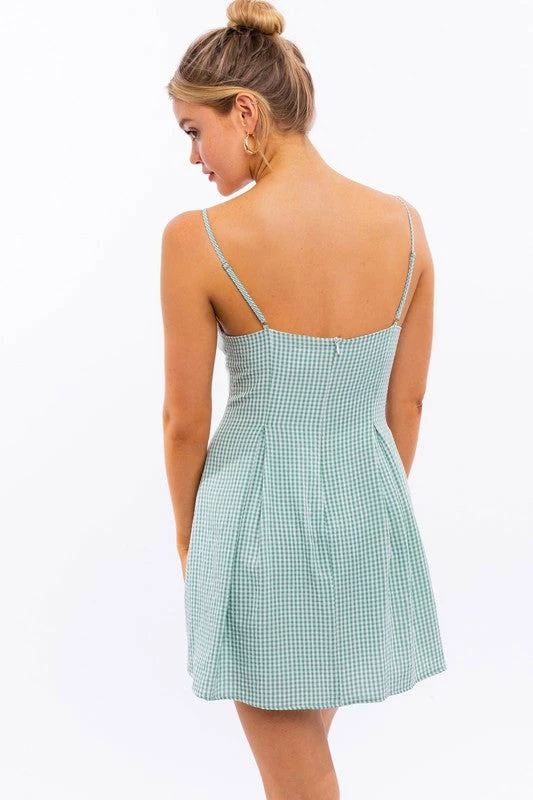 Le Lis The Jasmine Green Gingham Mini Dress Dresses