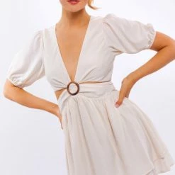 Le Lis The Charmaine Cream Ring Cutout Mini Dress Dresses