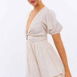 Le Lis The Charmaine Cream Ring Cutout Mini Dress Dresses