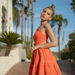 Grade & Gather The Orange Blossom Smocked Mini Mini Dress