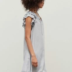 Grade & Gather Dresses The Morning Mist Ruffle Shoulder Mini Dress