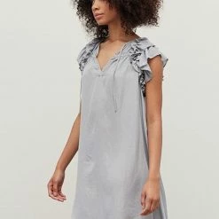 Grade & Gather Dresses The Morning Mist Ruffle Shoulder Mini Dress