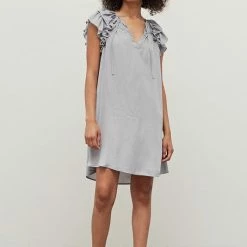 Grade & Gather Dresses The Morning Mist Ruffle Shoulder Mini Dress