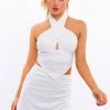 Le Lis The Aurora White Scarf Hem Cropped Top Tops