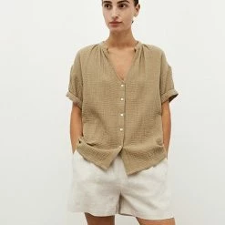 Grade & Gather Tops The Nantucket Double Gauze Roll Up Shirt