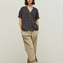 Grade & Gather Tops The Nantucket Double Gauze Roll Up Shirt