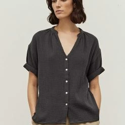 Grade & Gather Tops The Nantucket Double Gauze Roll Up Shirt