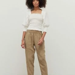 Grade & Gather Tops The Jessie White Smocked Square Neck Blouse