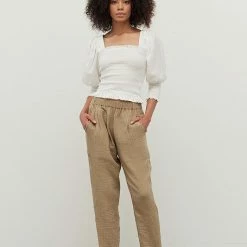 Grade & Gather Tops The Jessie White Smocked Square Neck Blouse