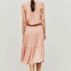 Grade & Gather Dresses The London Romantic Rose Satin Ruffled Midi Dress