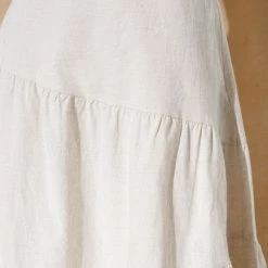 In The Beginning Clothing The Marlin Natural Linen Midi Skirt Skirts