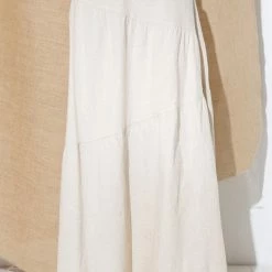 In The Beginning Clothing The Marlin Natural Linen Midi Skirt Skirts
