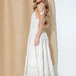 Illa Illa The River Printed Taupe & Grey Tiered Maxi Dress Dresses