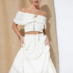 In The Beginning Clothing The Santorini Ivory Tiered Maxi Skirt