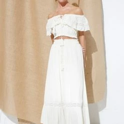 In The Beginning Clothing The Santorini Ivory Tiered Maxi Skirt