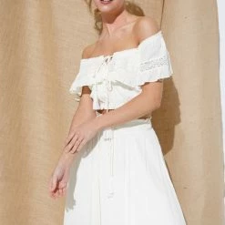 In The Beginning Clothing The Santorini Ivory Crop Top