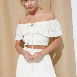 In The Beginning Clothing The Santorini Ivory Crop Top