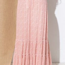 In The Beginning Clothing The Marina Coral Print Midi Skirt