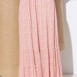 In The Beginning Clothing The Marina Coral Print Midi Skirt