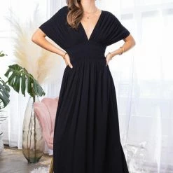MIOU MUSE The Kara Black Kimono Maxi Dress