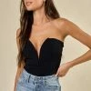 Blue Blush Tops The Demi Black Plunge Strapless Bodysuit