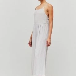 Grade & Gather The Gigi Gray Linen Wide Leg Jumpsuit Jumpsuits