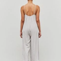 Grade & Gather The Gigi Gray Linen Wide Leg Jumpsuit Jumpsuits
