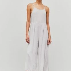 Grade & Gather The Gigi Gray Linen Wide Leg Jumpsuit Jumpsuits