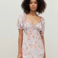 Grade And Gather Dresses The Romantic Rose Satin Floral Mini Dress
