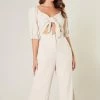 Sugar Lips Jumpsuits The Saint Tropez Cut Out Tie Front Linen Jumpsuit