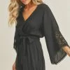 Lush The Demi Black Lace Detail Wrap Romper Shorts