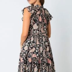 Olivaceous Mini Dresses The Dionne Black Printed Tiered Mini Dress