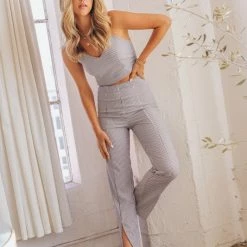 Le Lis The Brianna Black & White Gingham Pants