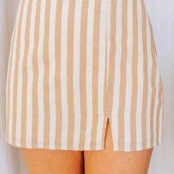 Le Lis The Amanda Tan & White Striped Mini Skirt Skirts