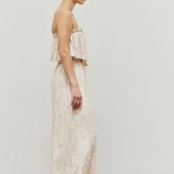 Grade & Gather The Leaha Leaf Clay Print Ruffled Jumpsuit