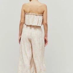 Grade & Gather The Leaha Leaf Clay Print Ruffled Jumpsuit