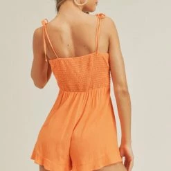 Lush Clothing The Lillibet Tangerine Tie-Strap Romper