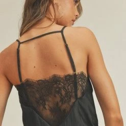 Lush The Posey Lace Back Satin Camisole Tops