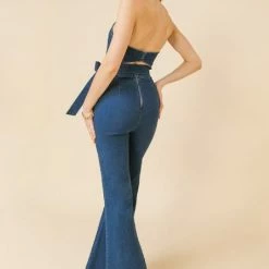 Flying Tomato The Charlotte Denim Halter Jumpsuit Jumpsuits