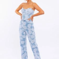 Le Lis The Cloudy Days High Waist Straight Leg Denim Pants Jeans