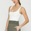 Final Touch The Stella Square Neck Double Layer Tank Bodysuit Tops