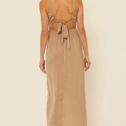 Promesa USA The Cape Cod Coral Satin Tulip Hem Maxi Dress Dresses