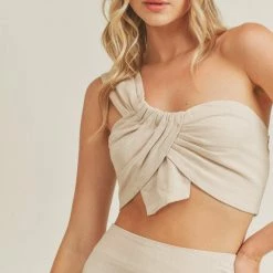 Lush Clothing Tops The Twist & Shout One-Shoulder Crop Top & Midi Skirt Set