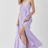 Mustard Seed The Lexi Lavender Drawstring Halter Maxi Dress