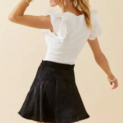 Day + Moon Tops The Carissa Puff Sleeve V Neck Bodysuit