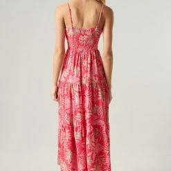 SugarLips The Cayman Fuchsia Tropical Print Tie Knot Midi Dress