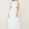In The Beginning Clothing The Braxton White Linen Cutout Midi Dress