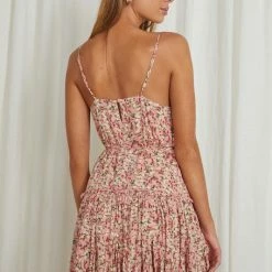 One & Only Collection Dresses The Sienna Pink Floral Flutter Mini Dress