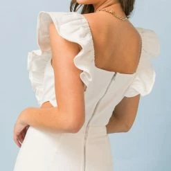 Flying Tomato Jumpsuits The Renna White Ruffle Flared Leg Jumpsuit